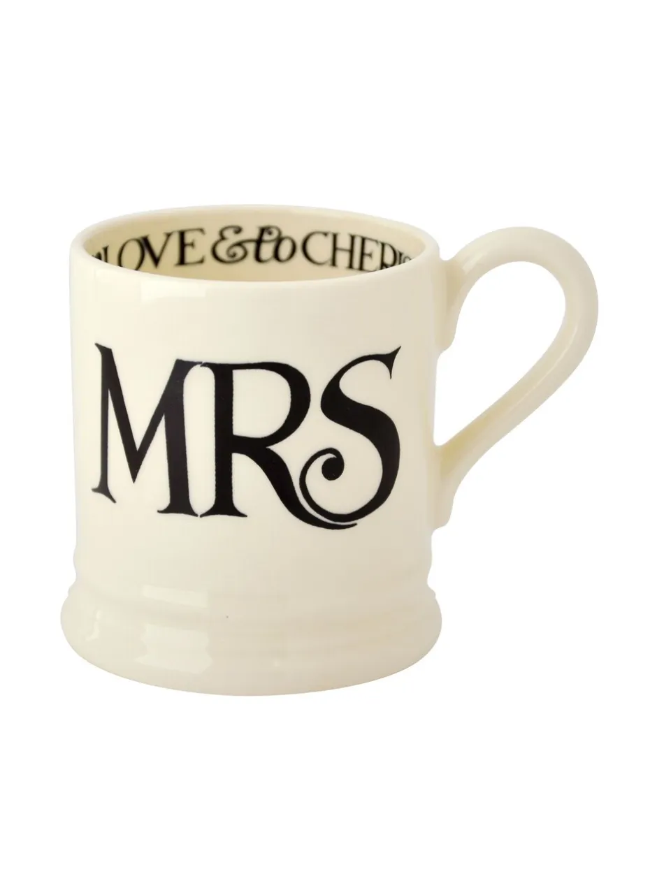 Mokken En Koppen*Emma Bridgewater Set of 2 Toast Mrs & Mrs 1/2 Pint Mugs Boxed