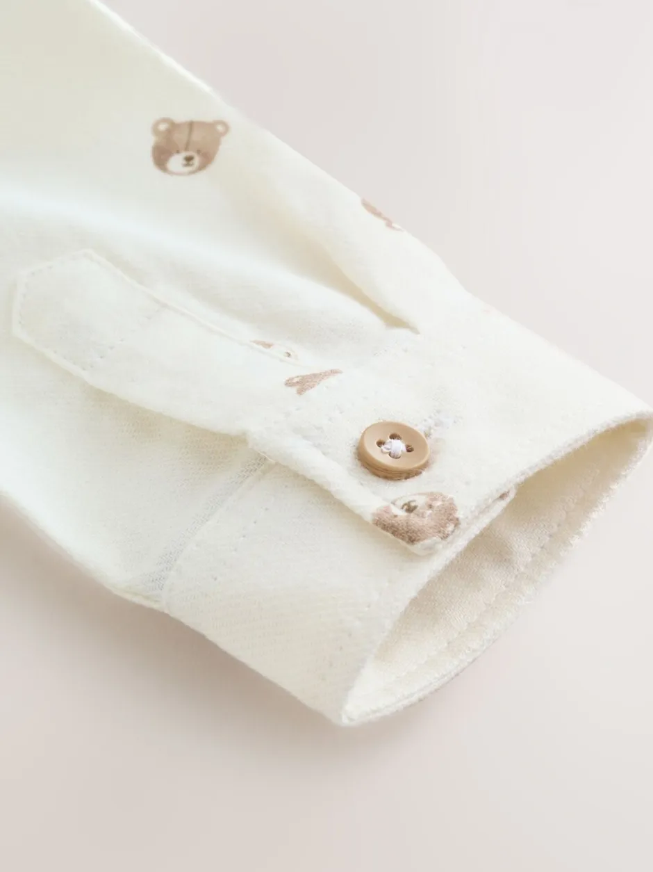 Shirts|Next - Overhemd met lange mouwen, opa-kraag en print met figuren (3mnd-7jr) Eru met berenprint