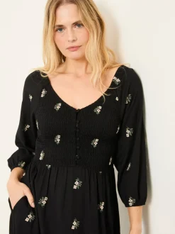 Jurken|Fat Face FatFace - Geborduurde midi-jurk