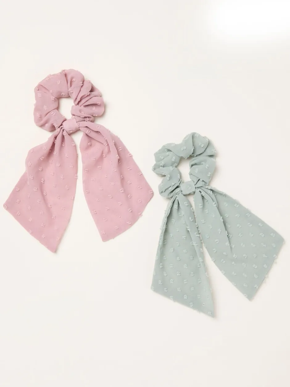 Haaraccessoires*Fat Face FatFace 2 Pack Dobby Tie Scrunchies
