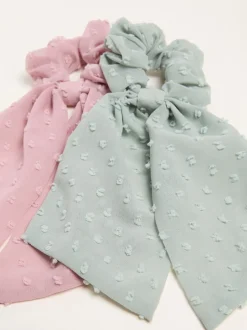 Haaraccessoires*Fat Face FatFace 2 Pack Dobby Tie Scrunchies