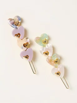 Haaraccessoires|Fat Face FatFace 2 Pack Heart Hair Slides