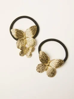 Haaraccessoires|Fat Face FatFace 2 Pack Metal Butterfly Hair Ties