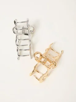 Haaraccessoires*Fat Face FatFace 2 -pack metalen klauwclips met strik