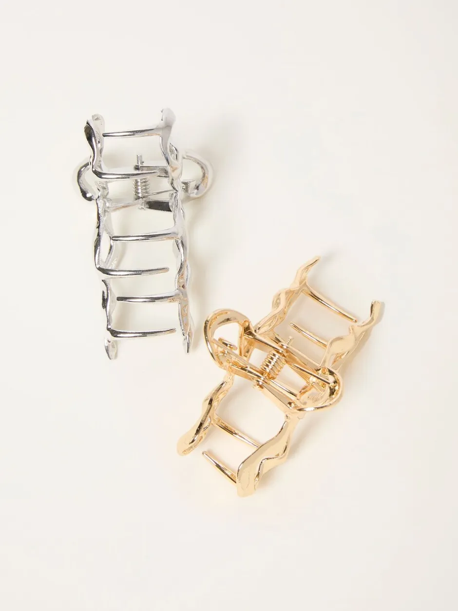 Haaraccessoires*Fat Face FatFace 2 -pack metalen klauwclips met strik