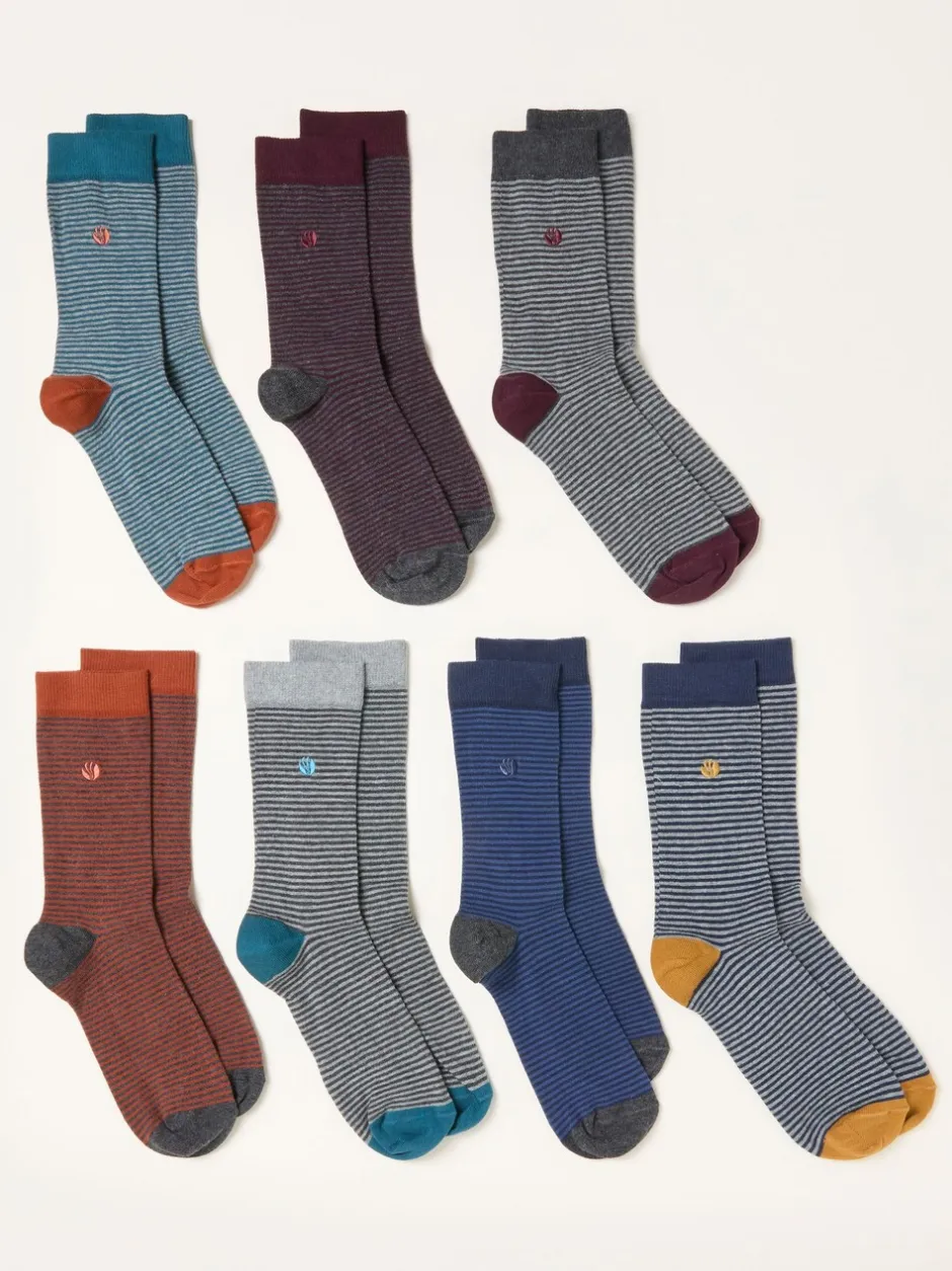 Sokken|Sokken|Fat Face FatFace 7 Pairs of Fine Stripe Socks