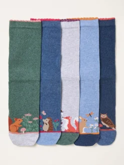 Sokken En Panty's|Fat Face FatFace 5 Pairs of Woodland Socks