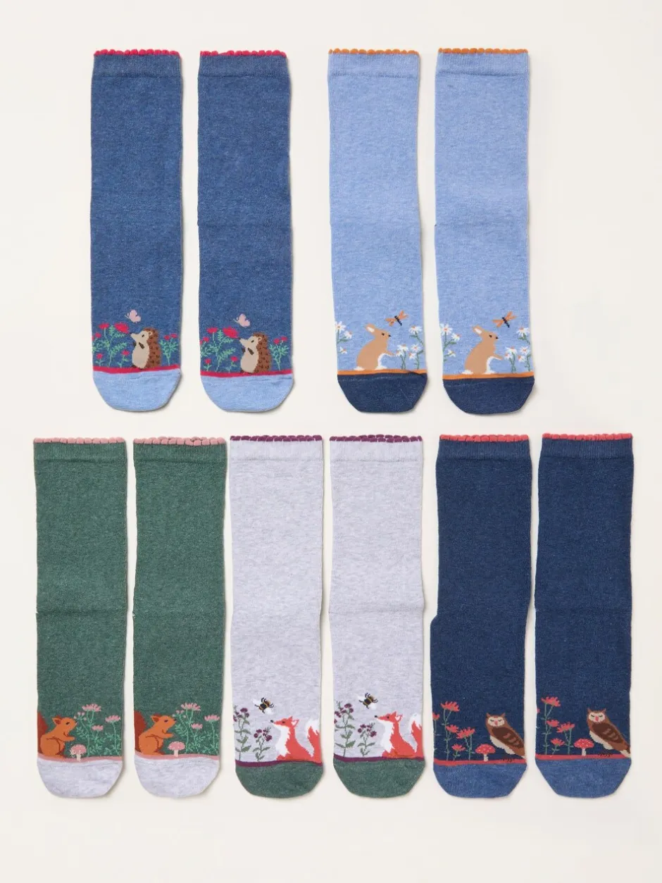 Sokken En Panty's|Fat Face FatFace 5 Pairs of Woodland Socks