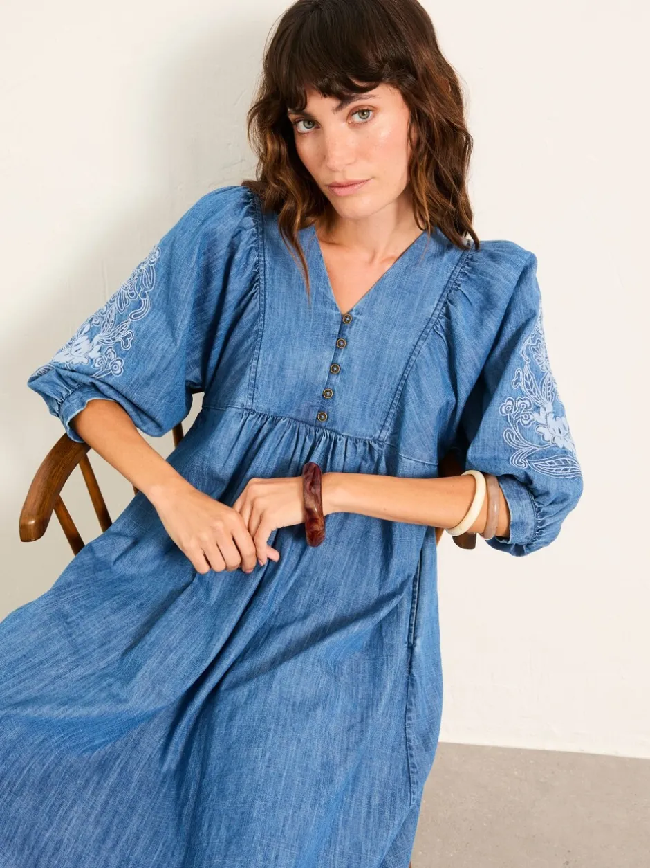 Jurken*Fat Face FatFace Denim Midi Dress