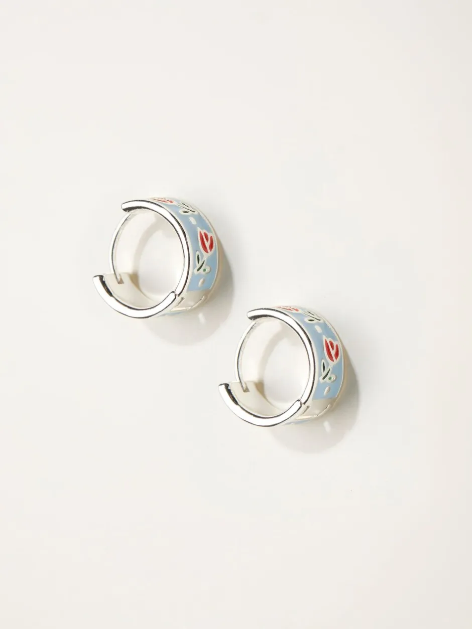 Sieraden*Fat Face FatFace Enamel Floral Hoop Earrings