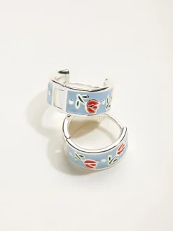Sieraden*Fat Face FatFace Enamel Floral Hoop Earrings