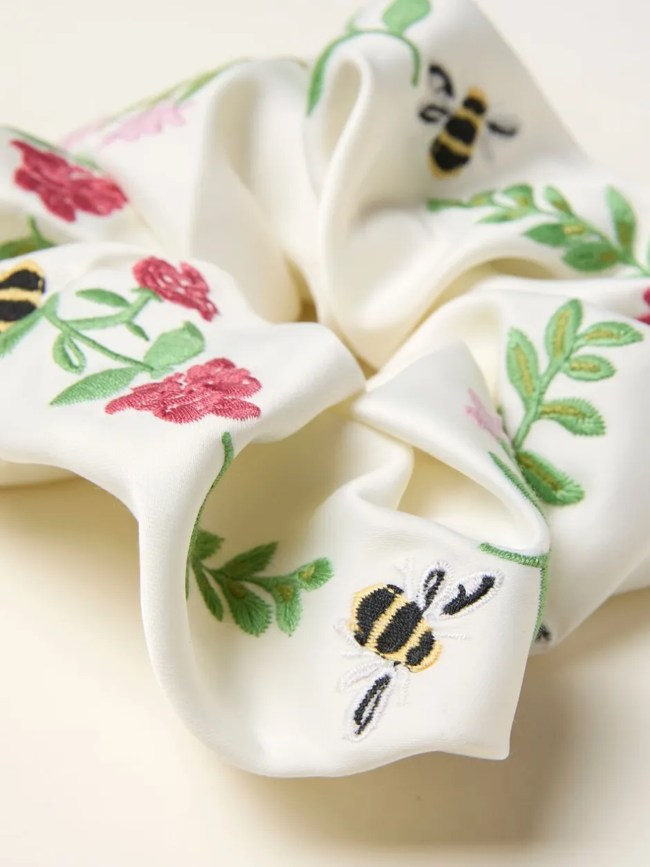 Haaraccessoires|Fat Face FatFace Floral Bee Embroidered Scrunchie