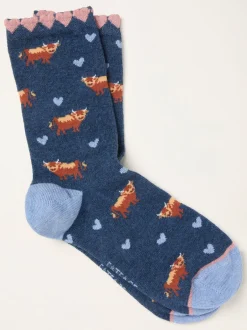 Sokken En Panty's*Fat Face FatFace Highland Cow Socks