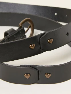 Ceintuurs|Fat Face FatFace leren riem met hartvormige studs