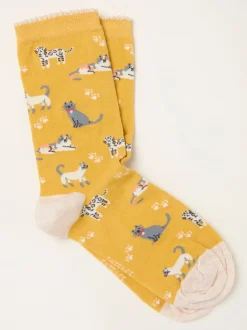 Sokken En Panty's|Fat Face Fatface sokken met kattenopdruk