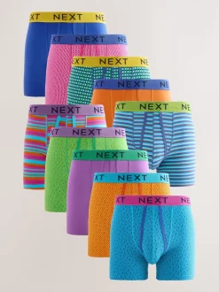 Ondergoed|Ondergoed|Next Felblauw/Oranje stip - Verpakking van 10 - Boxershorts met A-voorkant