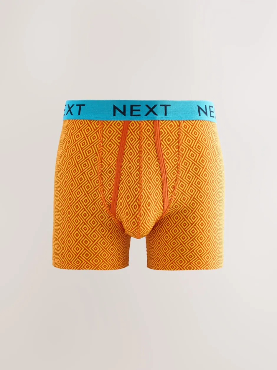 Ondergoed|Ondergoed|Next Felblauw/Oranje stip - Verpakking van 10 - Boxershorts met A-voorkant