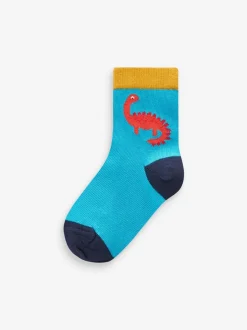 Sokken En Panty's|Sokken|Next Felgekleurd met dinosaurussen - Verpakking van 10 paar sokken met hoog aandeel katoen