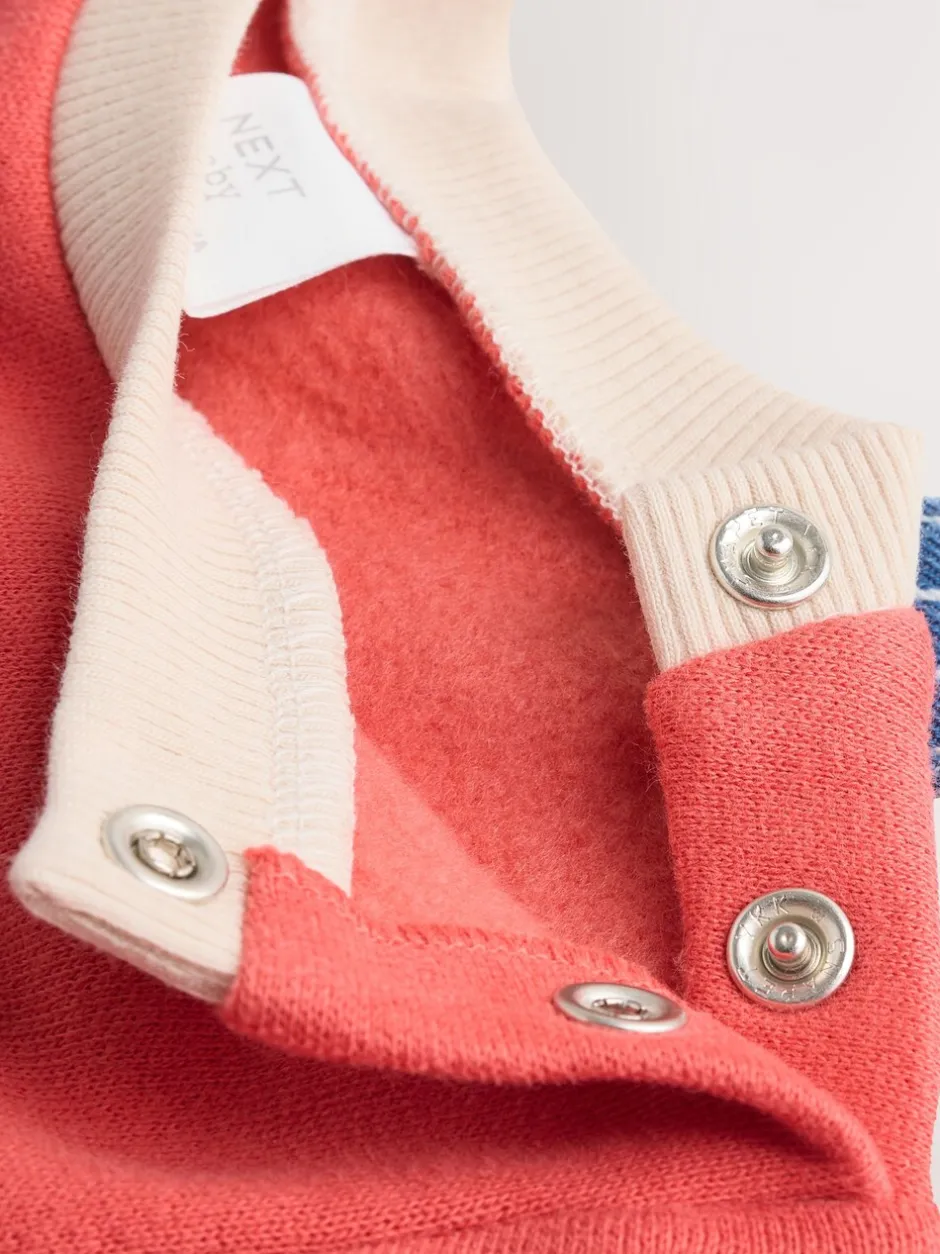 Rompertjes En Tuinbroeken*Next - Babyset van denim bretelbroeken en bodysuit (0 mnd - 2 jr) Felgekleurde streep met figuurtjes