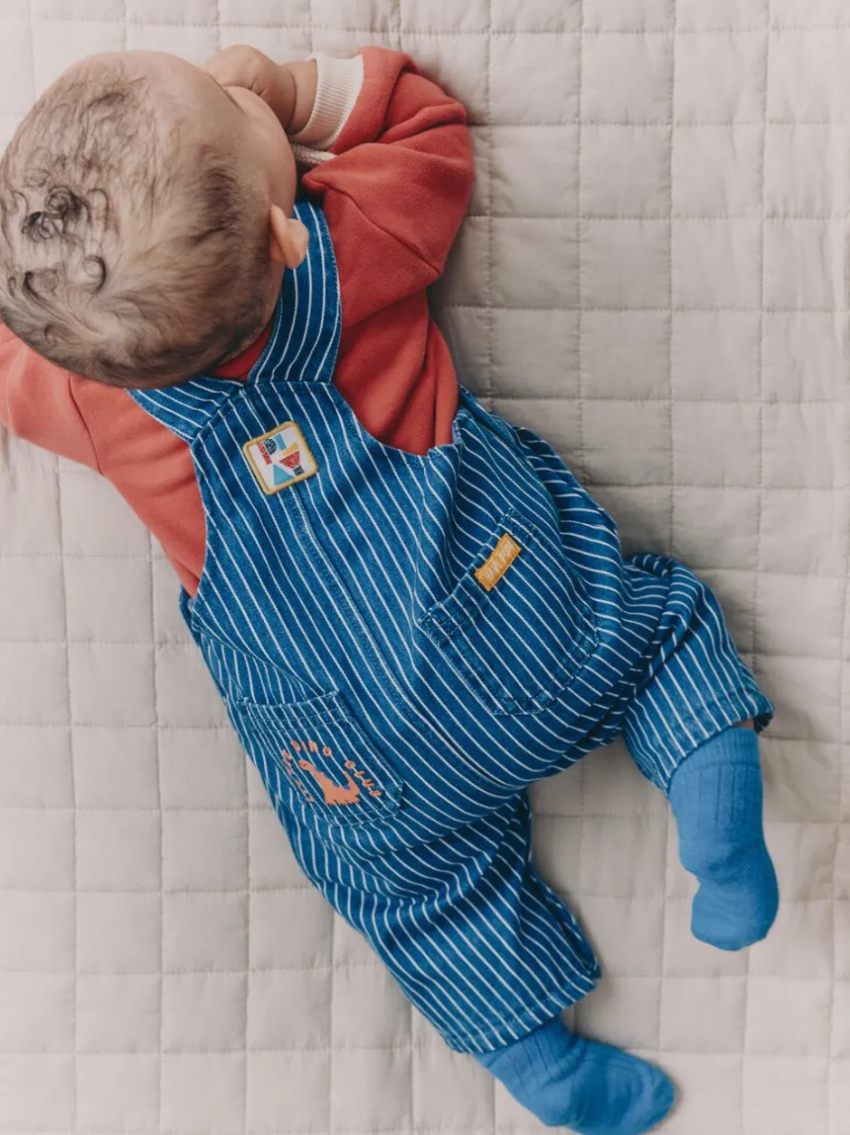 Rompertjes En Tuinbroeken*Next - Babyset van denim bretelbroeken en bodysuit (0 mnd - 2 jr) Felgekleurde streep met figuurtjes