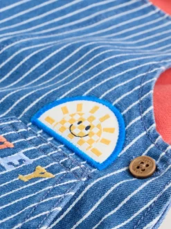 Rompertjes En Tuinbroeken*Next - Babyset van denim bretelbroeken en bodysuit (0 mnd - 2 jr) Felgekleurde streep met figuurtjes