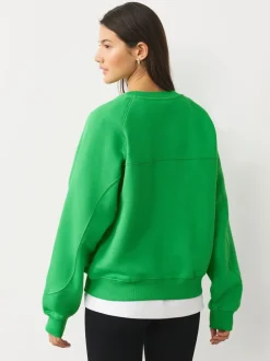 Hoody's En Sweatshirts*Next - Relaxed Fit Heavyweight Regular Crew Neck Sweatshirt Felgroen