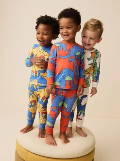 Pyjama's|Nachtkleding En Pyjama's|Next Felkleurig met dinosaurusprint - Verpakking van 3 knusse pyjama's (9 mnd-10 jr)