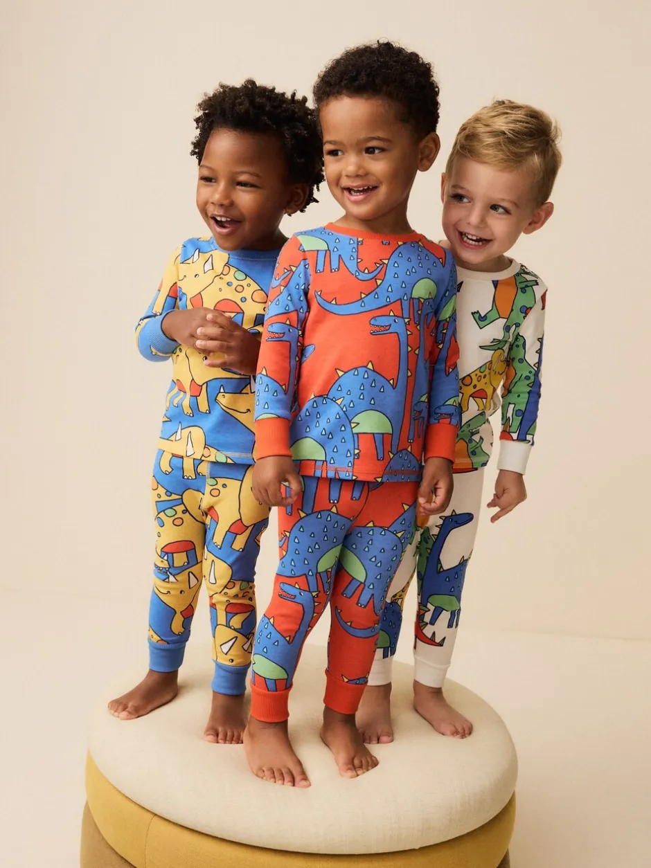 Pyjama's|Nachtkleding En Pyjama's|Next Felkleurig met dinosaurusprint - Verpakking van 3 knusse pyjama's (9 mnd-10 jr)