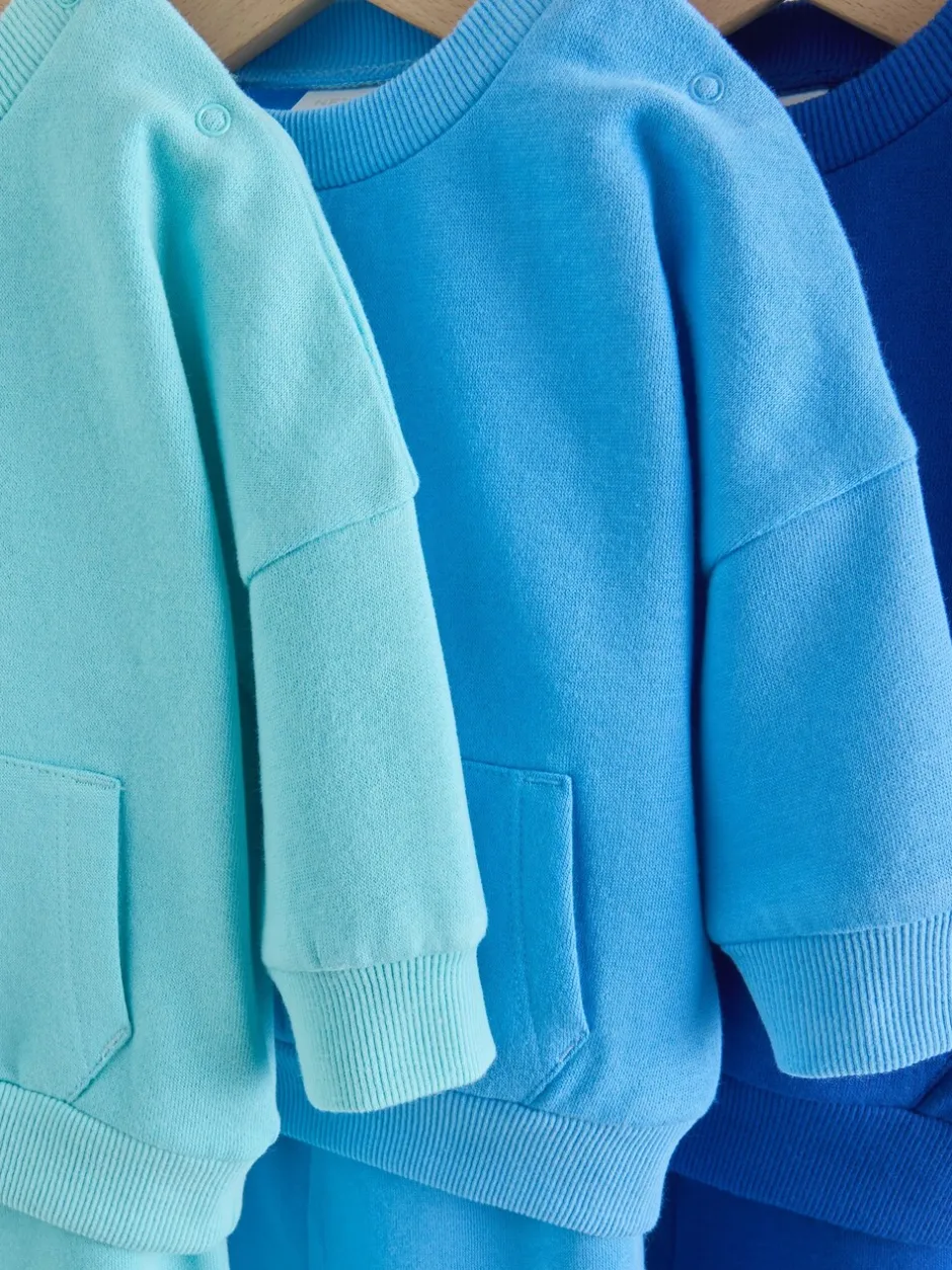 Joggingbroeken|Sweaters En Hoody´S*Next Felle blauwtinten - Baby Sweatshirt en Joggingbroeken Set 6 stuks (0mnd-3jaar)
