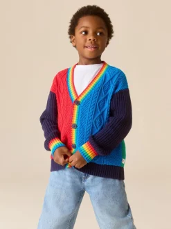 Gebreide Kleding|Little Bird by Jools Oliver - Knitted V-Neck Cardigan Felle kleurvlakken