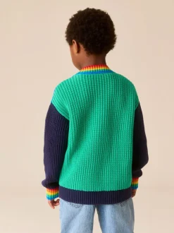 Gebreide Kleding|Little Bird by Jools Oliver - Knitted V-Neck Cardigan Felle kleurvlakken