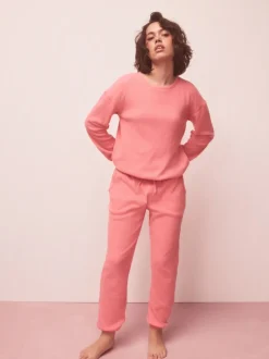 Pyjama's|Loungewear|Next Felroze - Gezellige pyjama met wafeldessin en lange mouwen