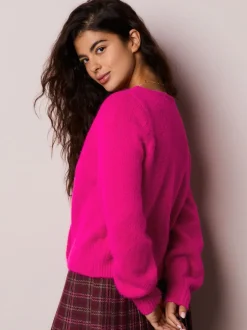 Gebreide Kleding*Next - Heart Button Cardigan With Wool Felroze