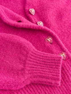 Gebreide Kleding*Next - Heart Button Cardigan With Wool Felroze
