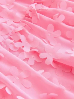 Gelegenheidskleding|Jurken|Next - Korte mouwen 3D bloemenjurk (3mnd -8jr) Felroze