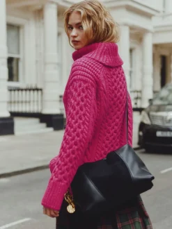 Gebreide Kleding*Next - Roll Neck Cable Longline Jumper with Wool Felroze