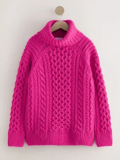 Gebreide Kleding*Next - Roll Neck Cable Longline Jumper with Wool Felroze