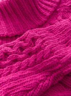 Gebreide Kleding*Next - Roll Neck Cable Longline Jumper with Wool Felroze
