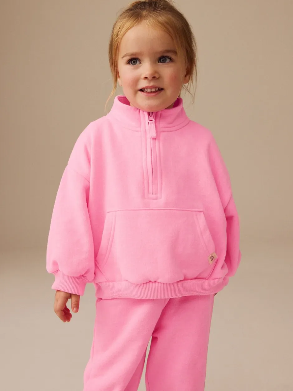 Truien En Breisels|Sets En Outfits*Next Felroze - Sweatshirt met kwartrits (3mnd -7jr)