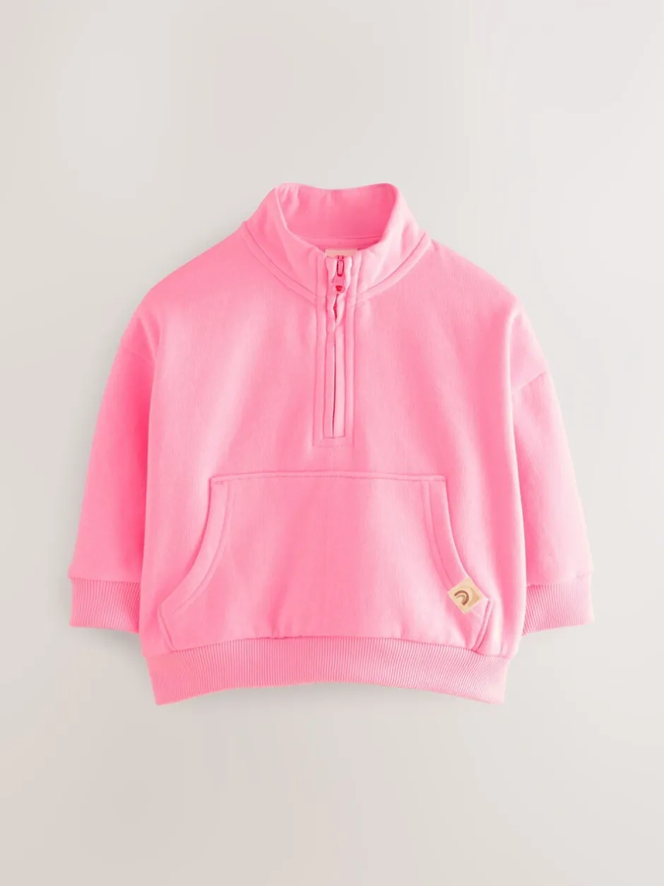 Truien En Breisels|Sets En Outfits*Next Felroze - Sweatshirt met kwartrits (3mnd -7jr)