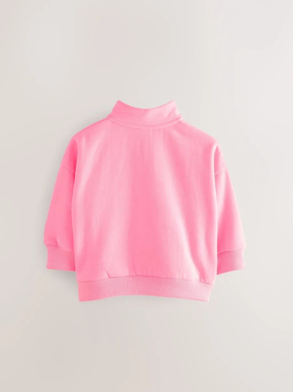 Truien En Breisels|Sets En Outfits*Next Felroze - Sweatshirt met kwartrits (3mnd -7jr)