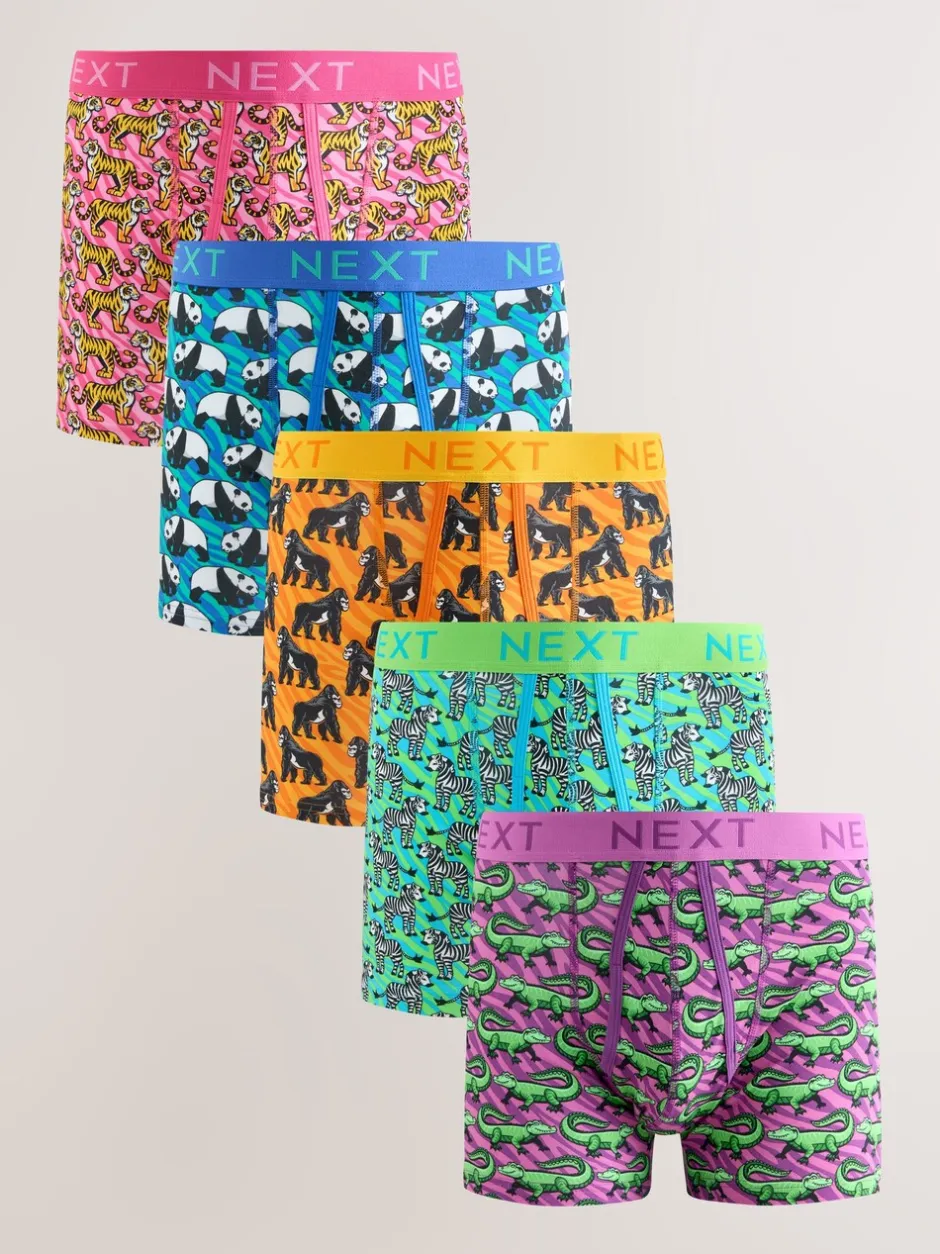 Ondergoed|Ondergoed|Next Felroze/Blauw Dierenprint - Boxershorts met A-voorkant