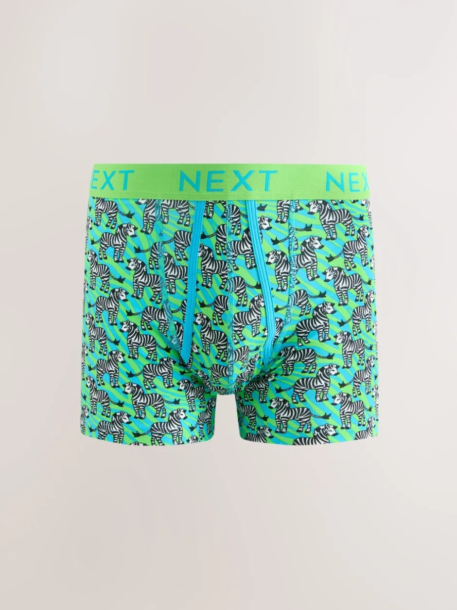 Ondergoed|Ondergoed|Next Felroze/Blauw Dierenprint - Boxershorts met A-voorkant