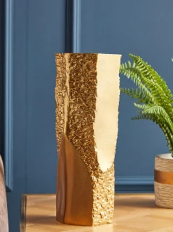 Vazen*Fifty Five South Dante Textured Vase Goud