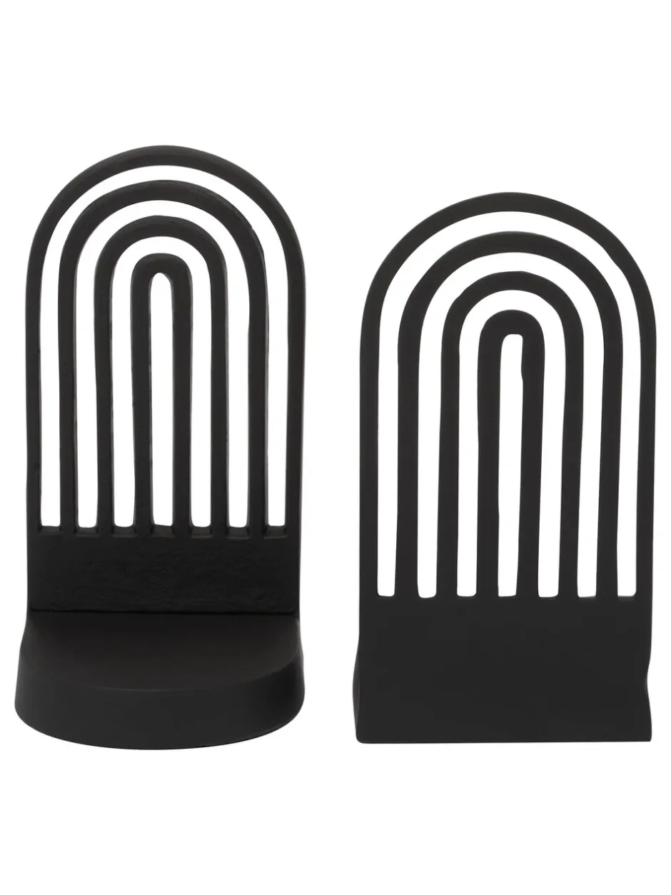Decoraties*Fifty Five South Set of 2 Rubi Arched Bookends Zwart
