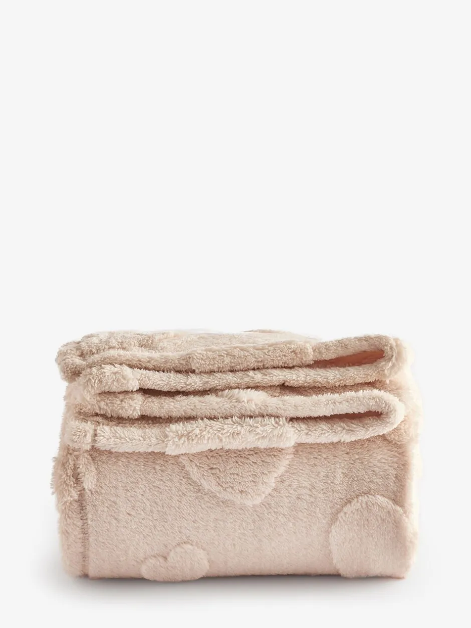 Kinderbeddengoed|Next Fleece sprei Crème met hartprint