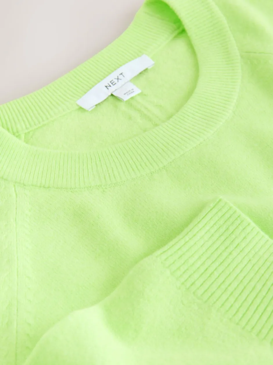 Gebreide Kleding*Next Fluoriserend groen - Superzachte trui met ronde hals en lange mouwen