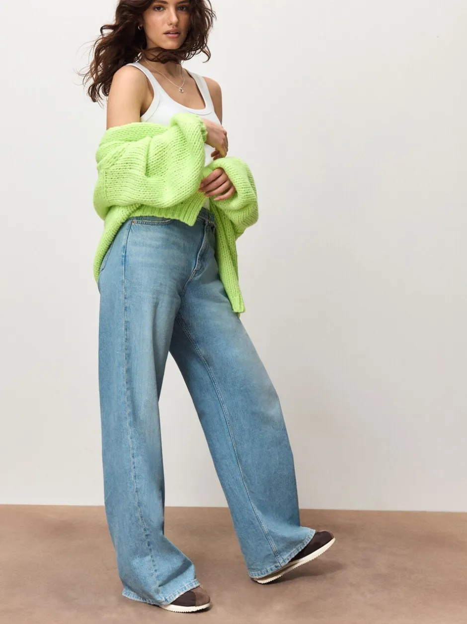 Gebreide Kleding|Next Fluoriserend groen - Zacht aanvoelend Grof gebreid vest