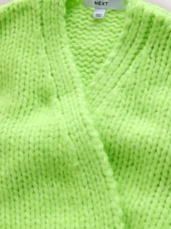 Gebreide Kleding|Next Fluoriserend groen - Zacht aanvoelend Grof gebreid vest