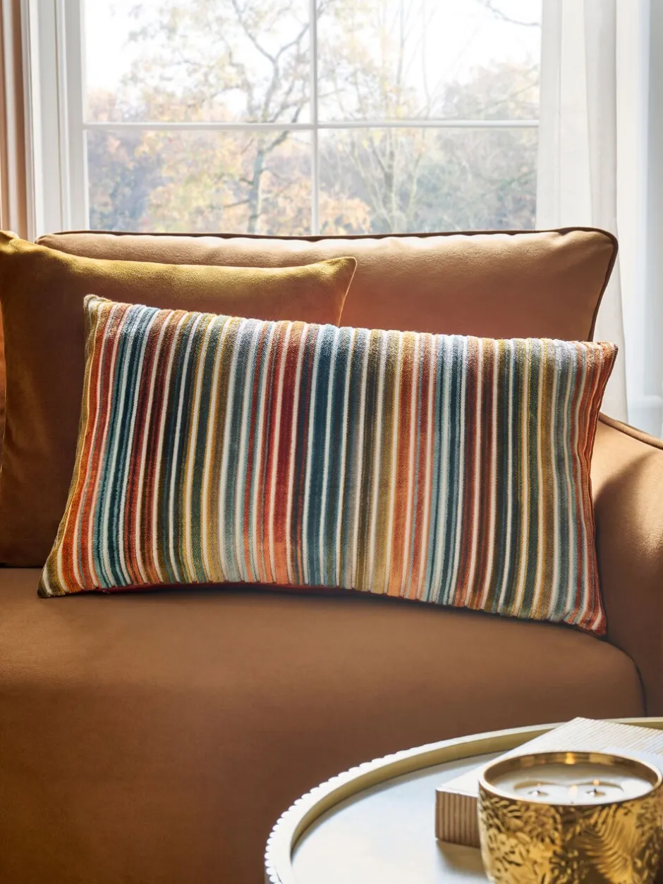 Kussentjes En Plaids|Kussentjes En Plaids*Next Fluwelen gestreept kussen Oranje